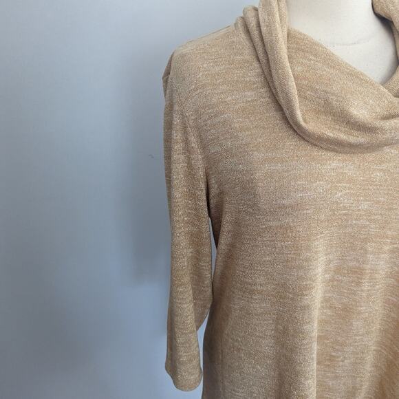 NEW Ruby Road Gold Metallic Cowlneck Sweater Large $55 - Picture 7 of 11